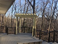 <b>TimberTech Terrain Silver Maple Decking with Ultralox Black Aluminum Railing-Pressure Treated Pergola for Swing</b>